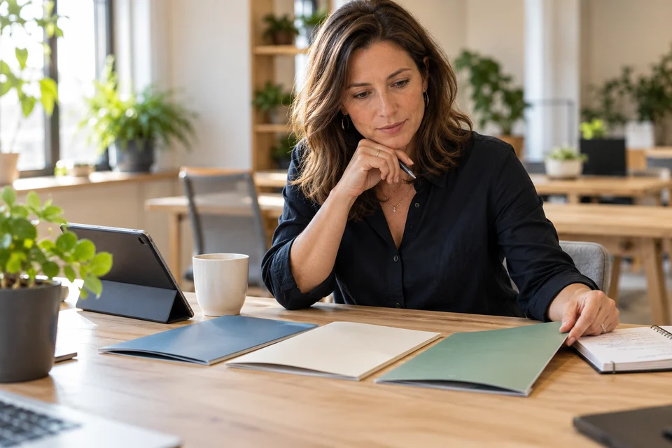 Comparaison de plusieurs documents bancaires sur un bureau lumineux.